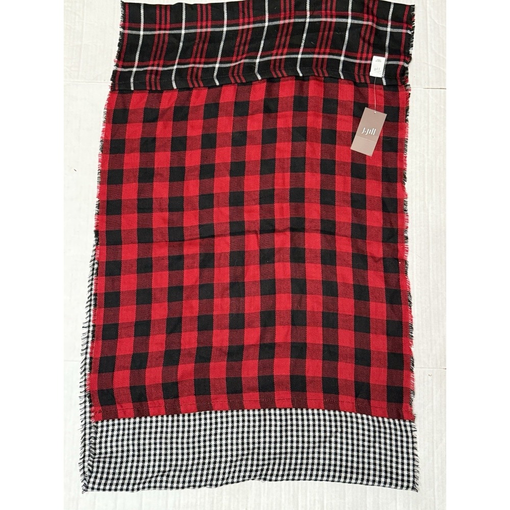 NWT J.Jill Infinity Scarf red/black multi pattern orig $39